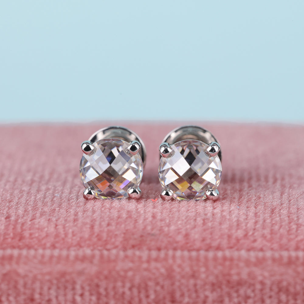 Four prong earrings securely hold the gemstone in place.