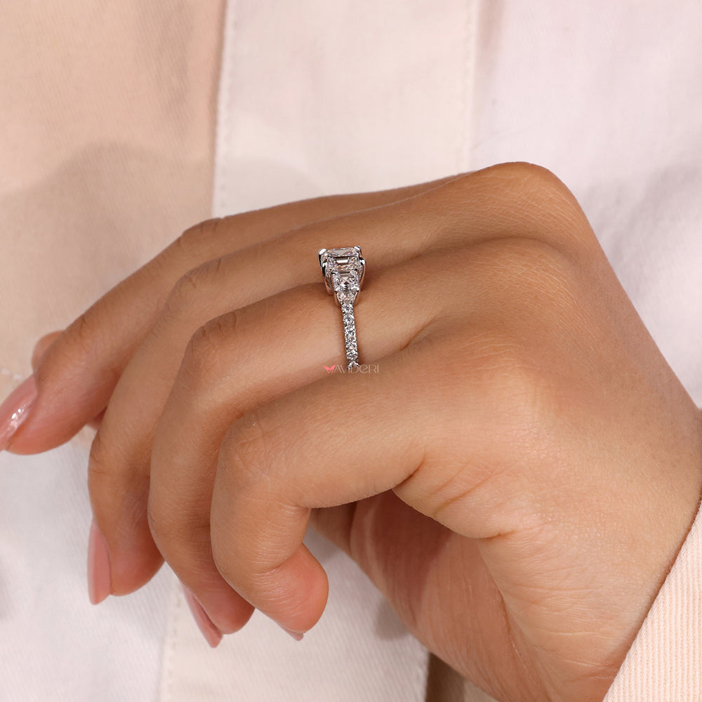 White gold and diamond ring with a hidden halo engagement ring.
