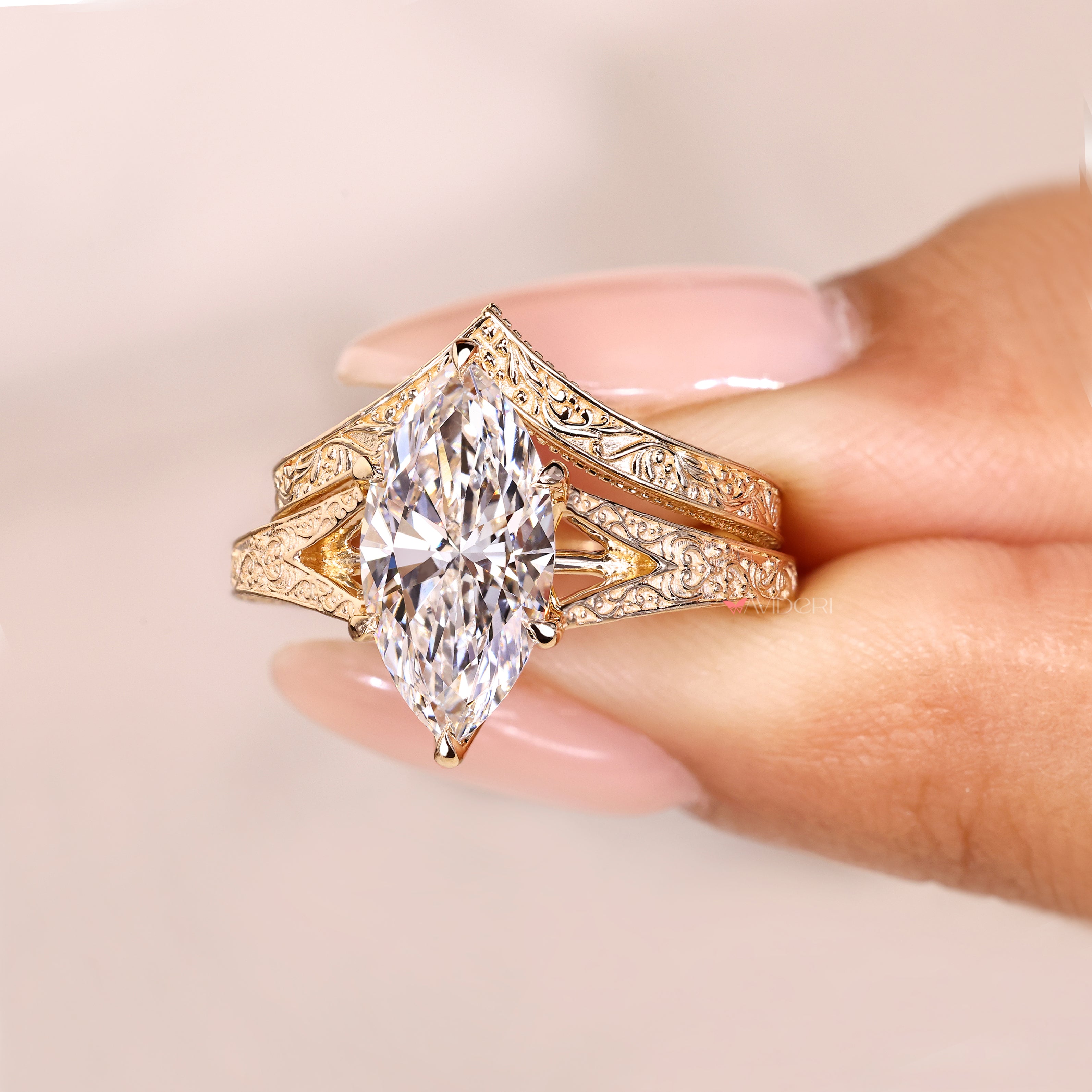 IGI certified marquise diamond ring handmade.
