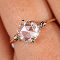 Rose Cut Diamond Ring - Round Yellow Gold