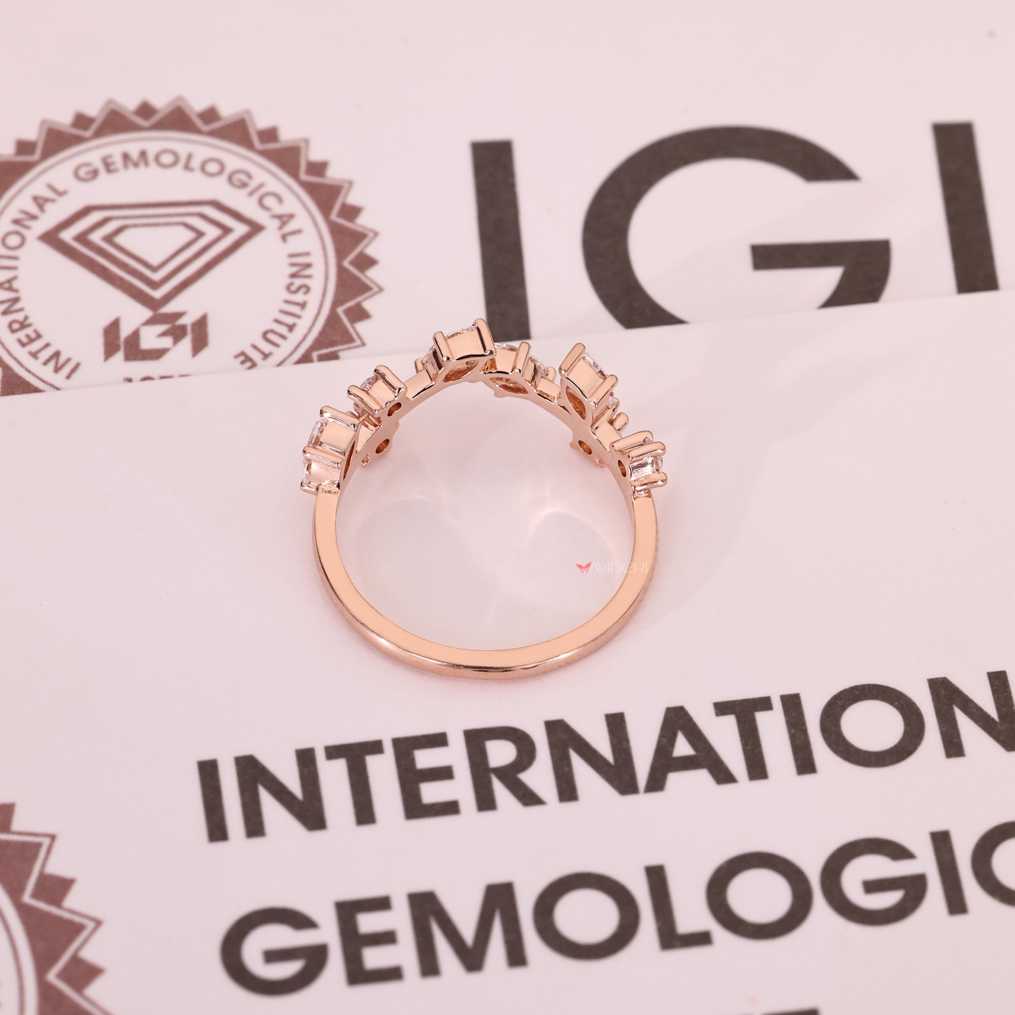 Rose Gold Band with nature inspired design.