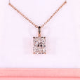 Rose gold pendant with radiant diamond pendant.