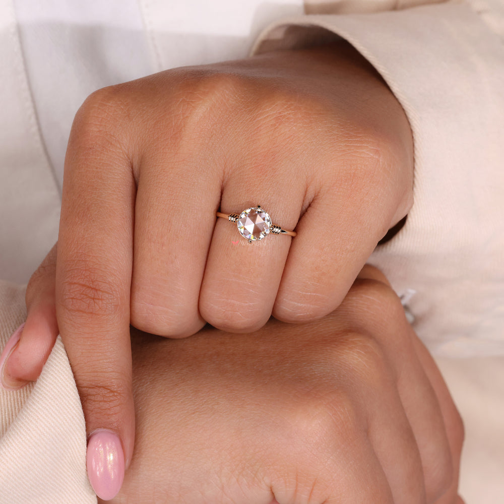 Lab Grown Diamond rose cut diamond ring for an eco-friendly choice.
