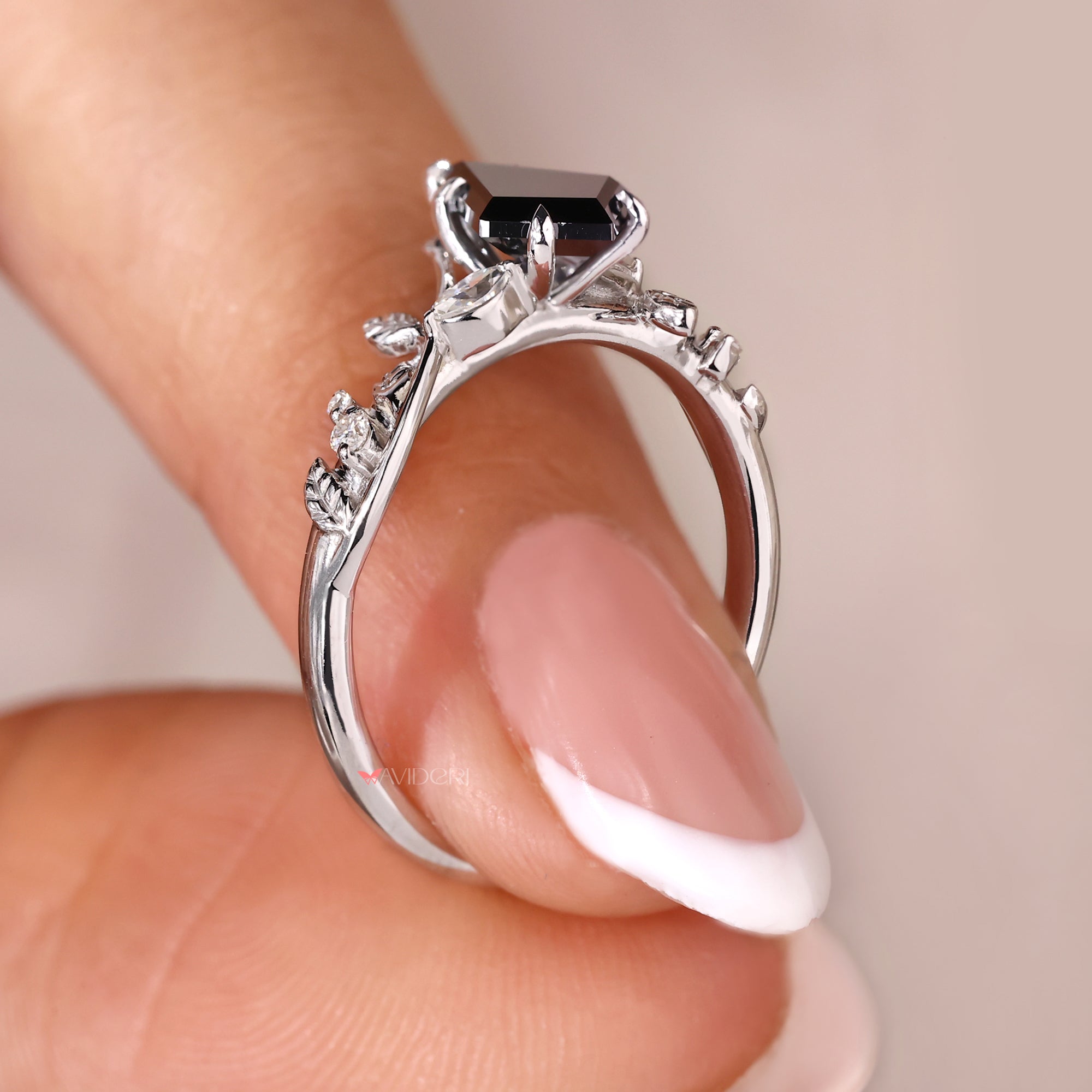 Nature inspired ring with 5 claw prong setting.