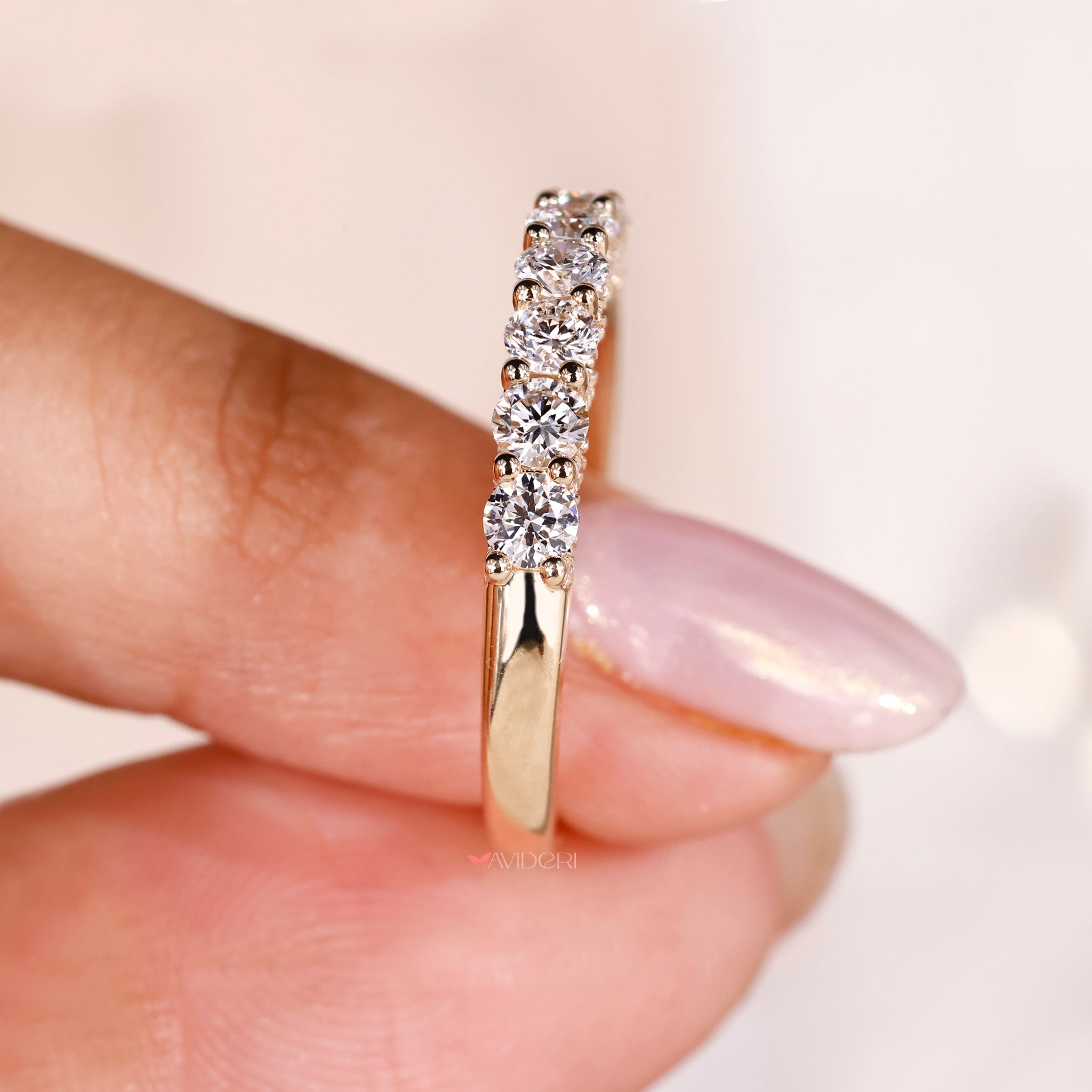 Round Diamond Wedding Band Hidden Micro Pave