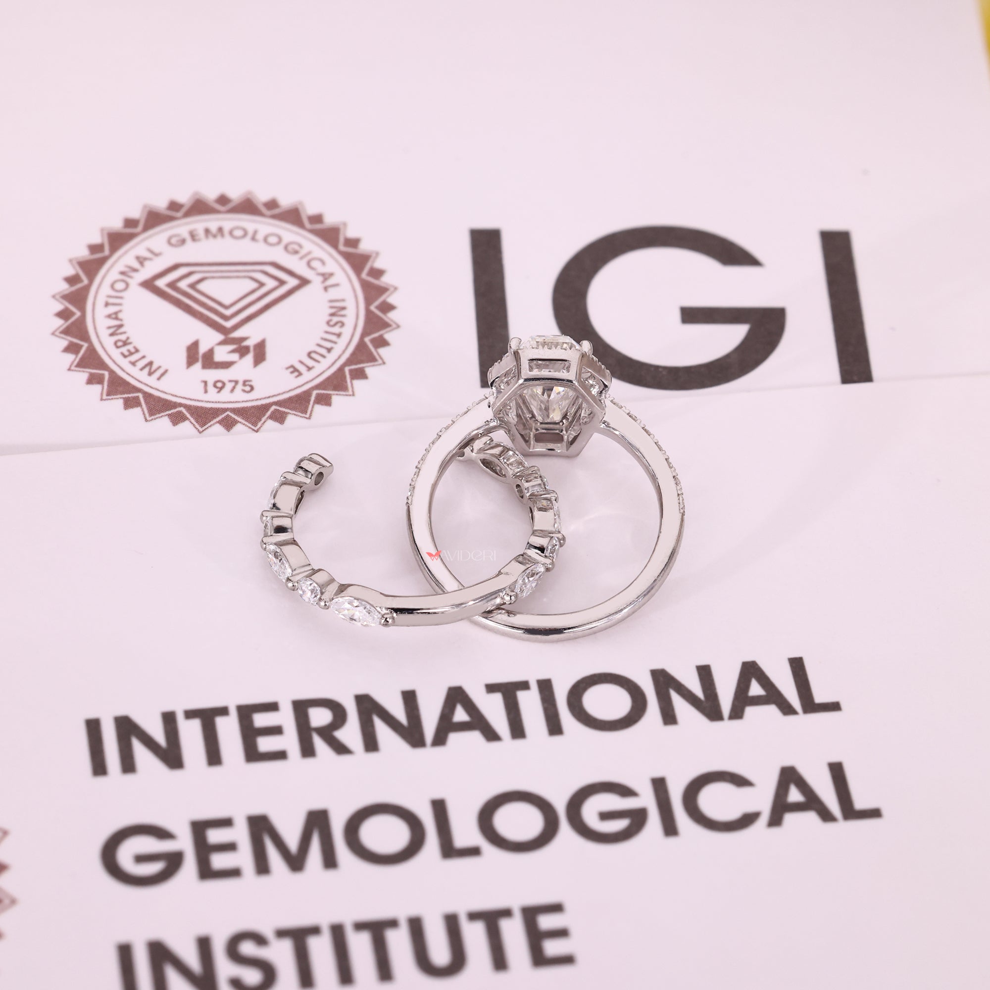 Marquise and round diamond band with open gap wedding band.