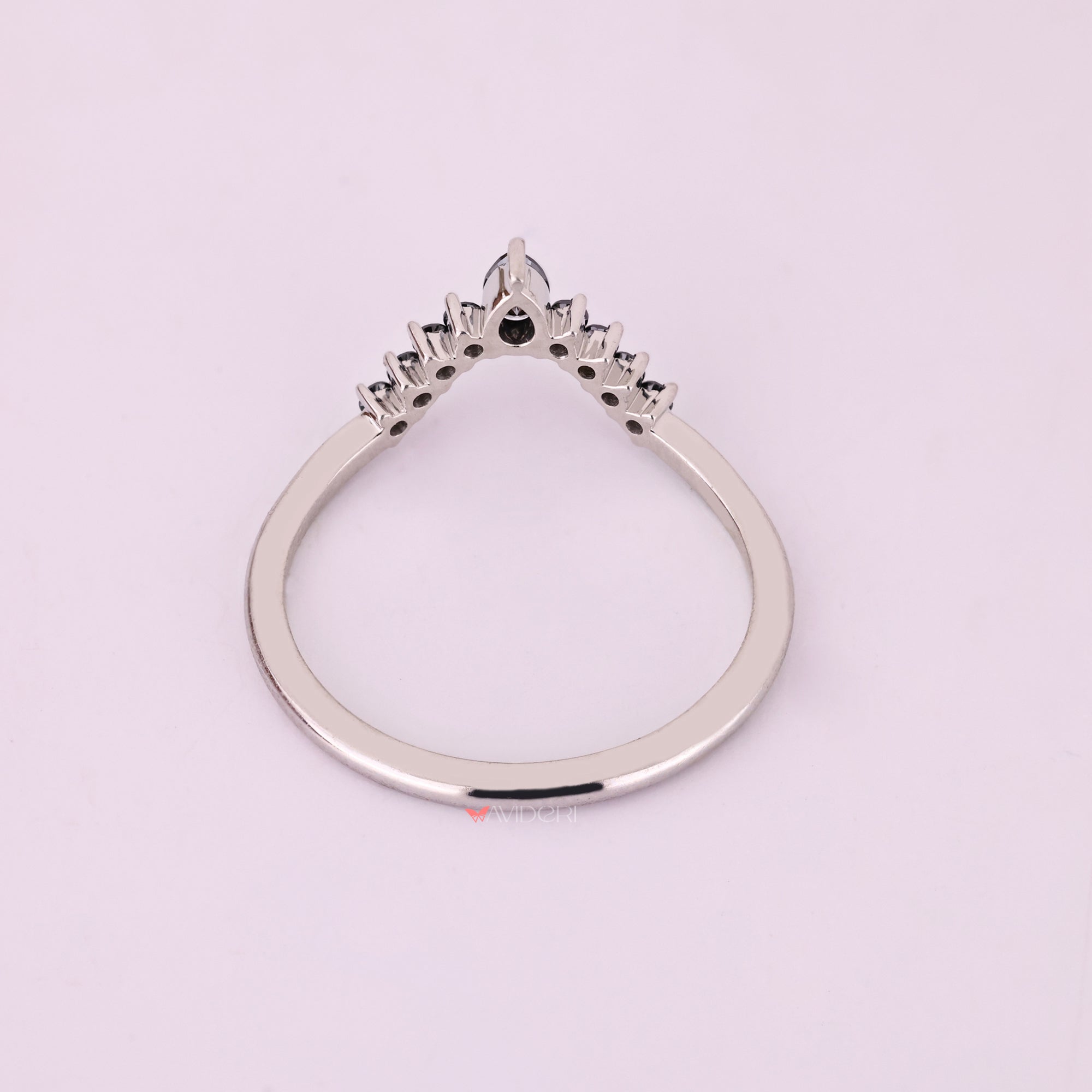 White gold wedding band with moissanite wedding band.