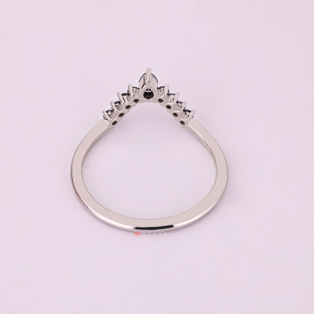 White gold wedding band with moissanite wedding band.