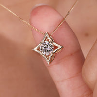 Solitaire Round Diamond Pendant In Yellow Gold