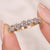 Bezel set wedding band with round diamond wedding band.