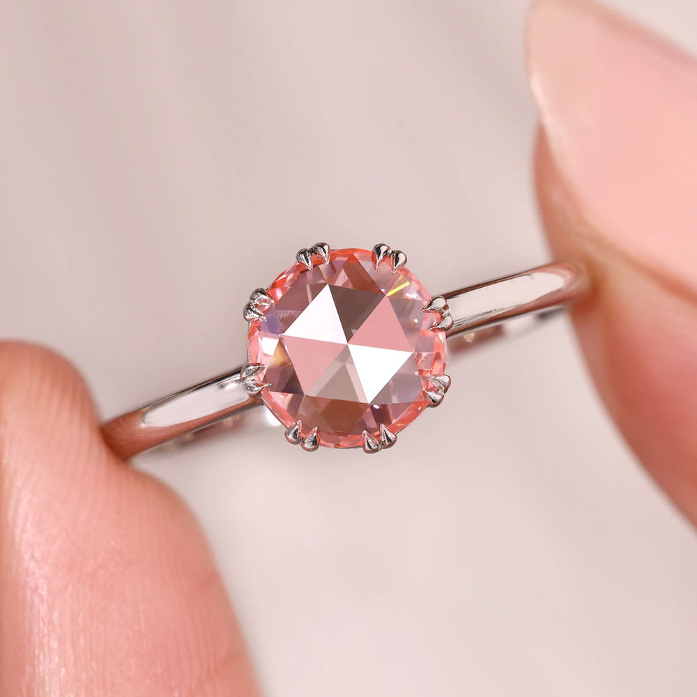 Solitaire Engagement Ring with round rose cut engagement ring.