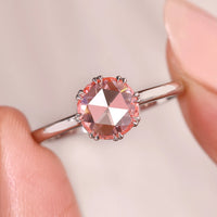 Pink Round Rose Cut Solitaire Engagement Ring