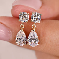 Dangle And Drop Earrings With Pear & Round Diamond