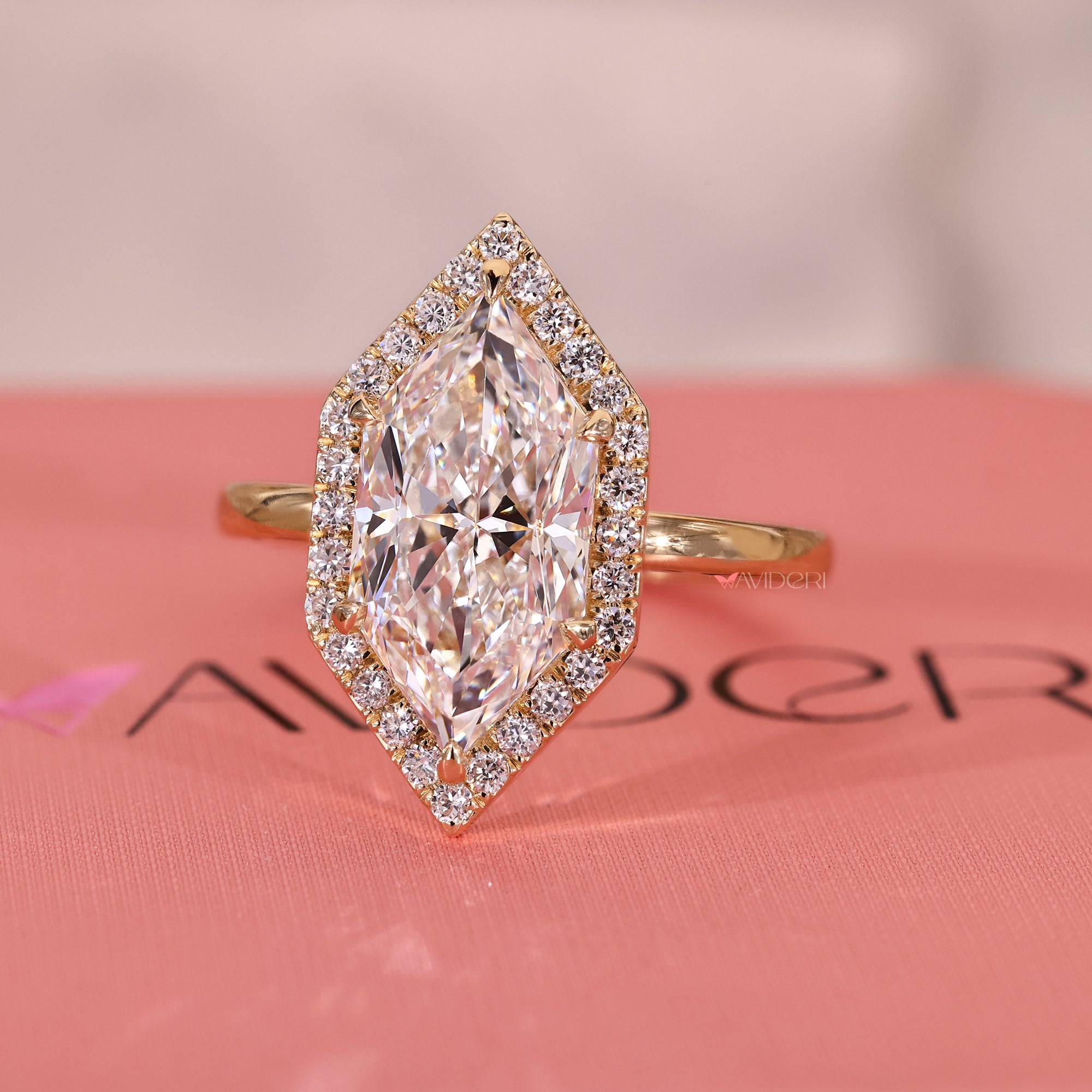 Yellow gold diamond ring with handmade ring.