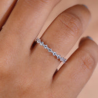 Round Cut Moissanite Half Eternity Band in Prong Setting