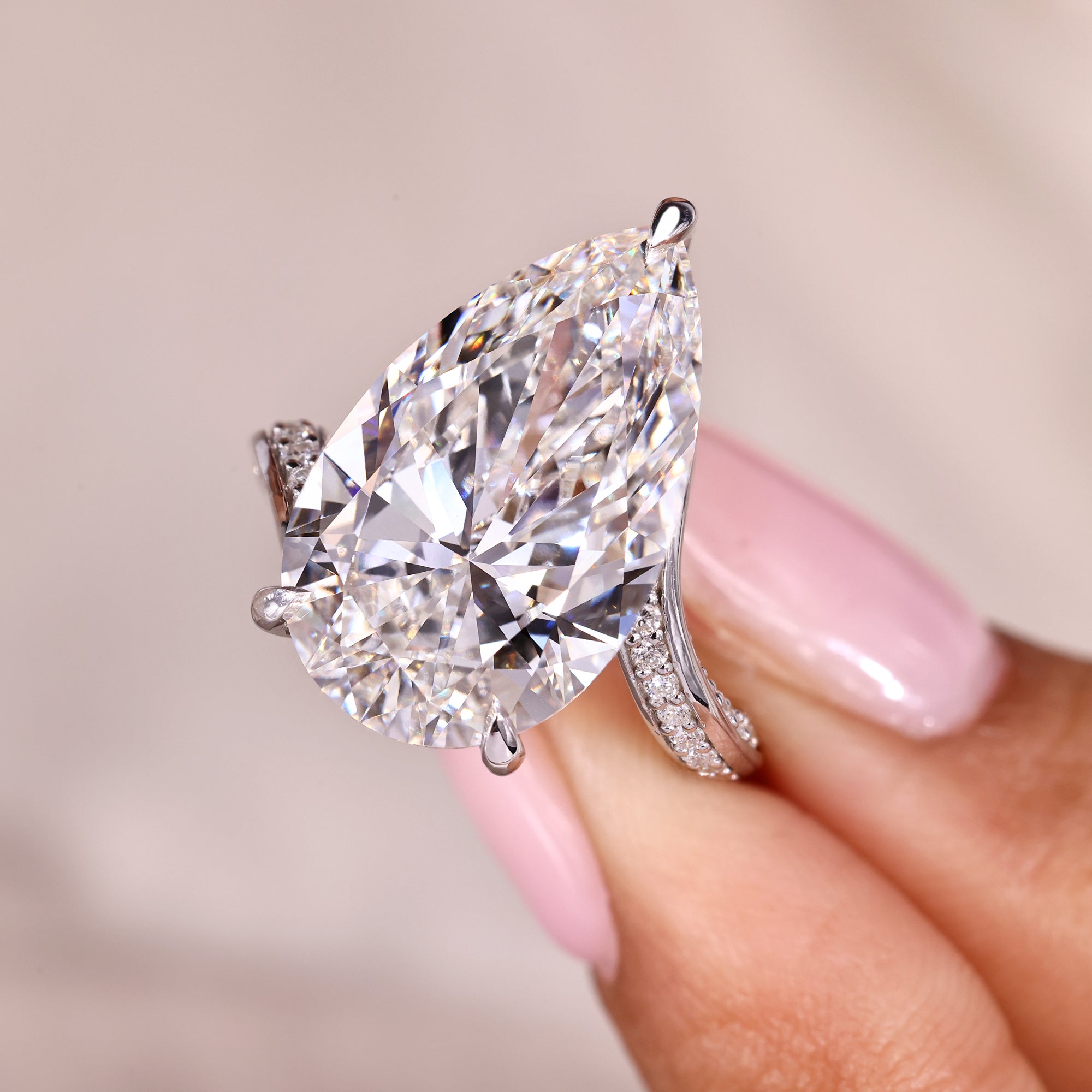 Bypass setting ring with white gold engagement ring.