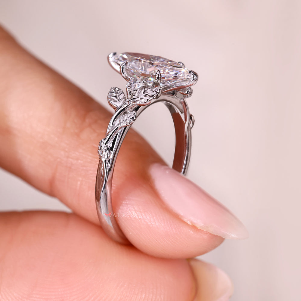 Nature inspired marquise diamond ring.