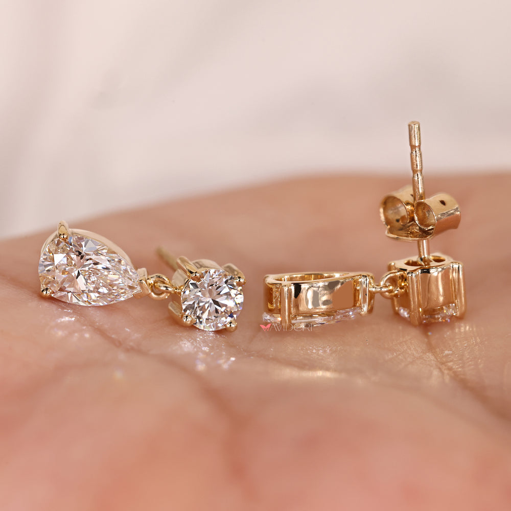 Yellow gold earrings in Diamond earrings for women.