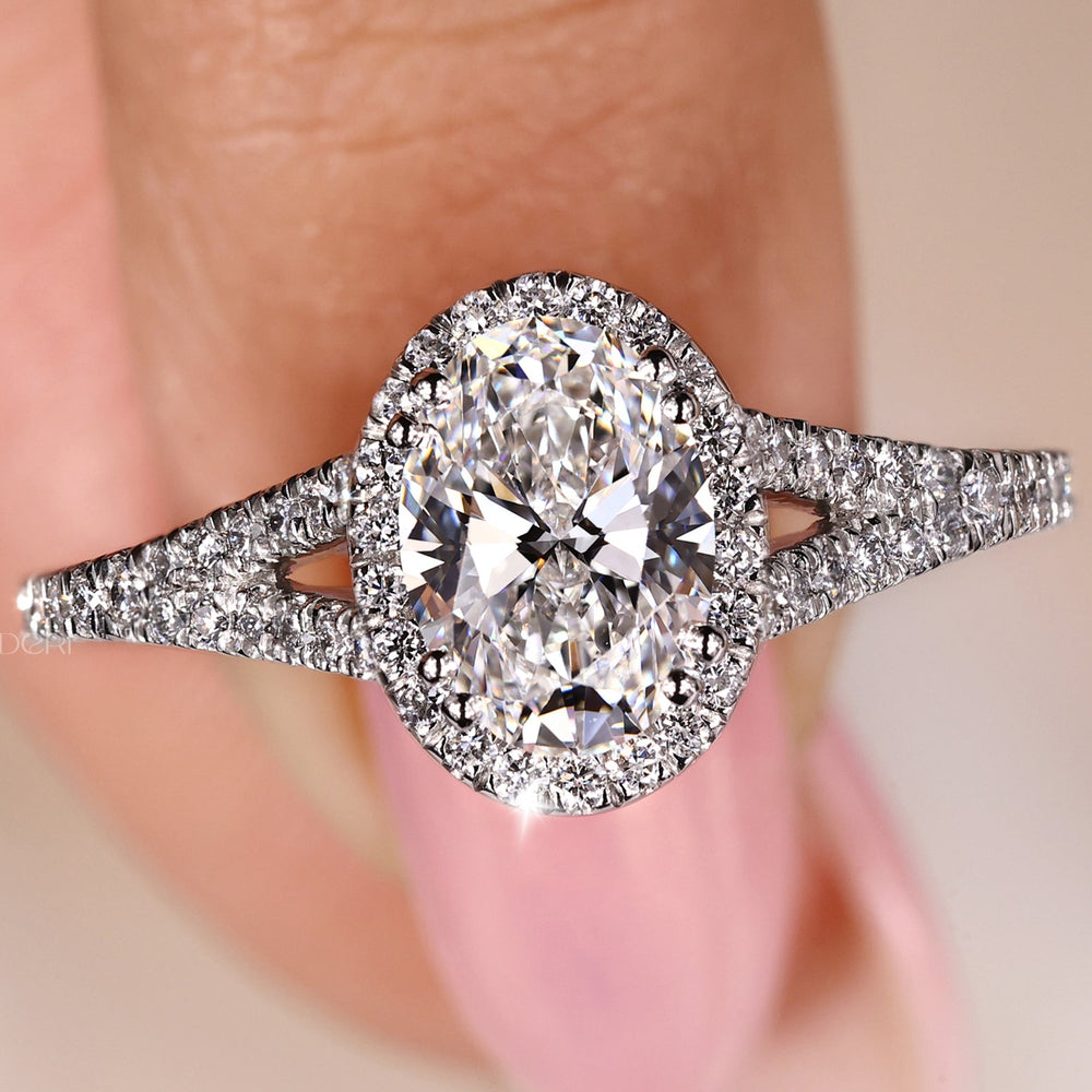 Pave ring diamond featuring an Oval diamond ring for extra shine.
