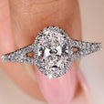 Pave ring diamond featuring an Oval diamond ring for extra shine.
