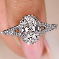Oval Halo Pave Diamond Ring