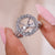 Semi Mount Ring with pave set round diamonds and four-prong setting.
