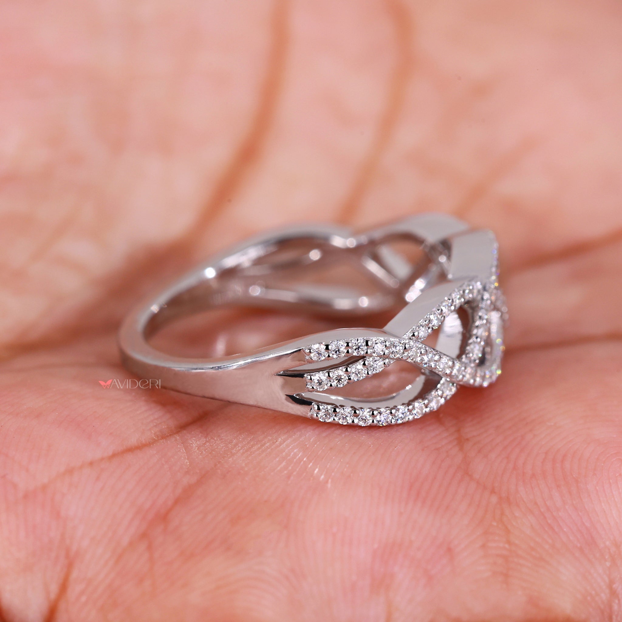 crossover ring with diamonds Lab Grown Diamond round cut diamond avideri engagement ring
