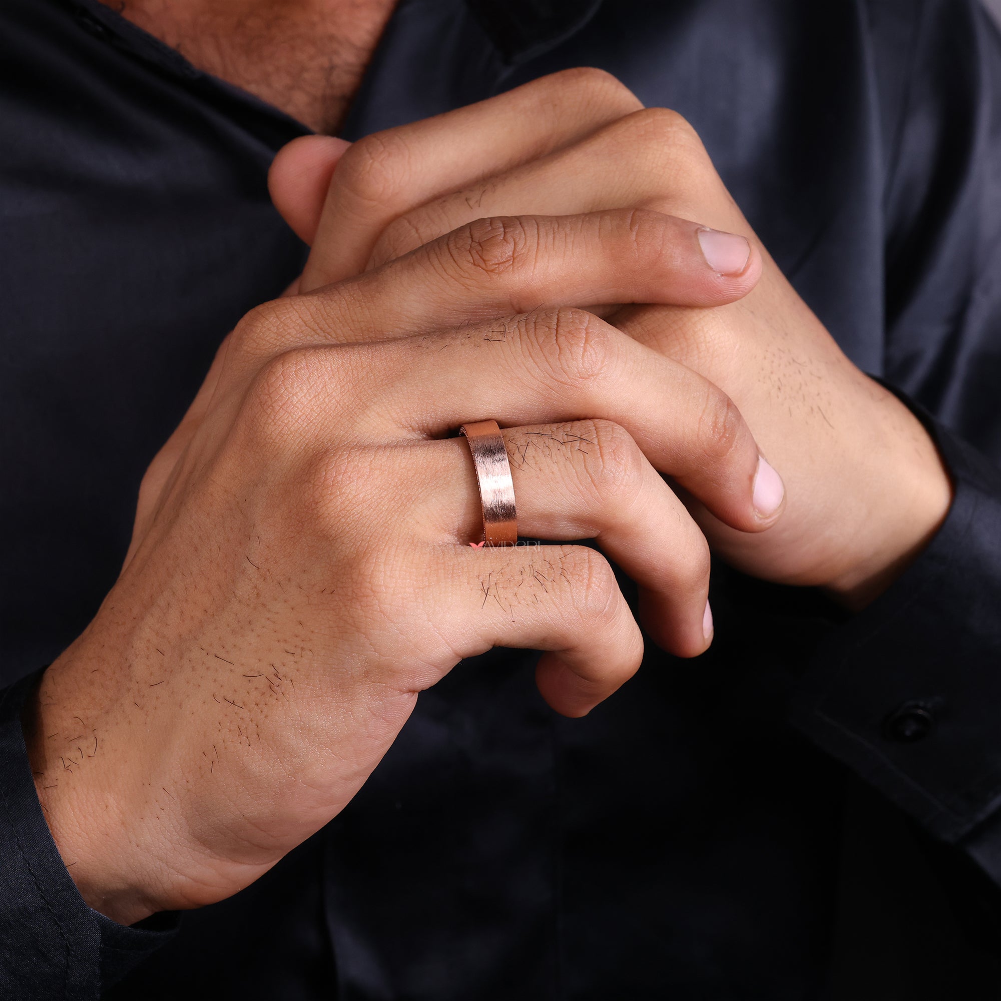 Brushed finish ring and round diamond mens ring.
