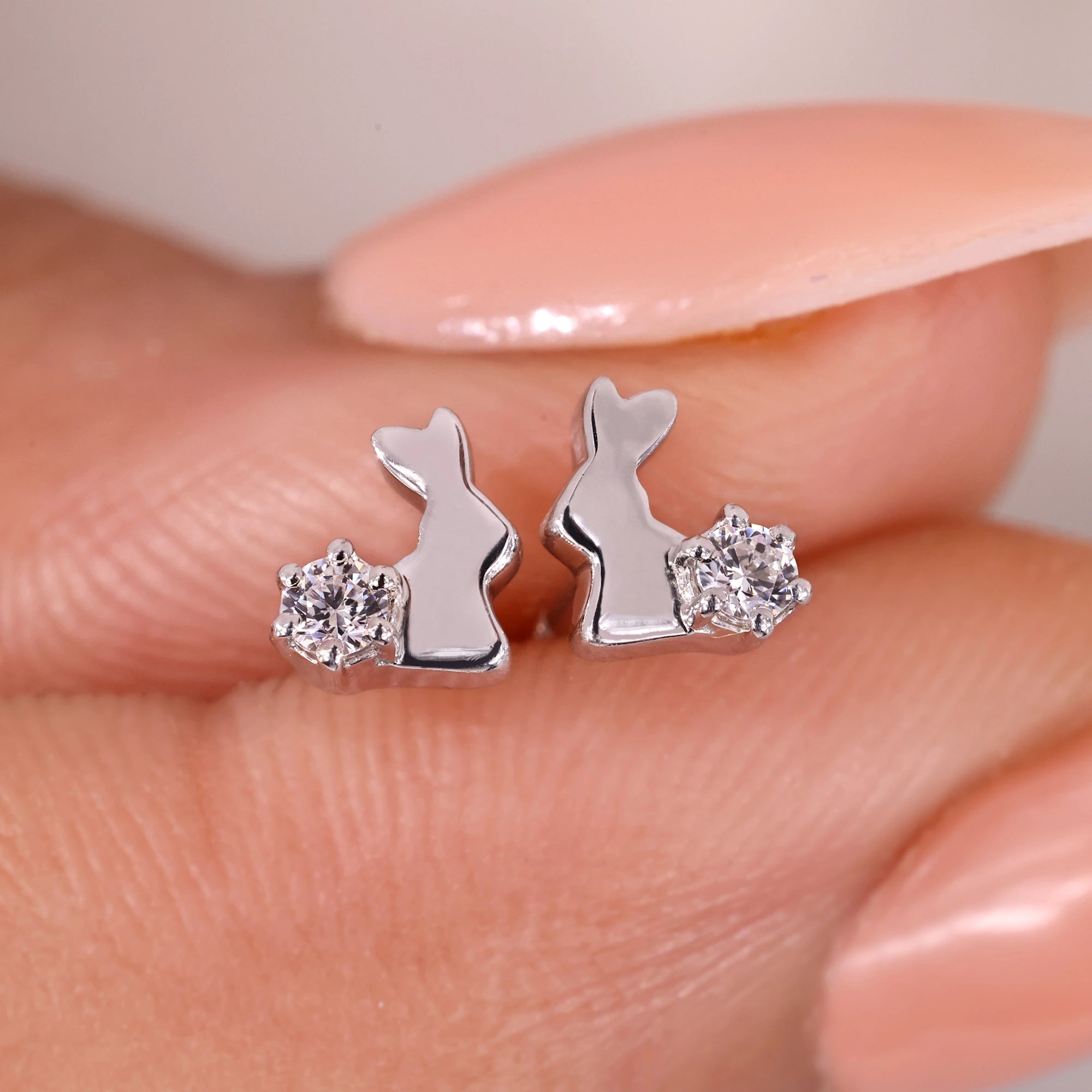 Handmade stud diamond earrings with Lab Grown Diamond shine.
