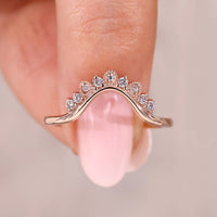 U Shaped Round Diamond Wedding Band