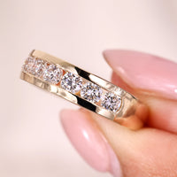 Round Diamond Half Eternity Channel Set Wedding Band