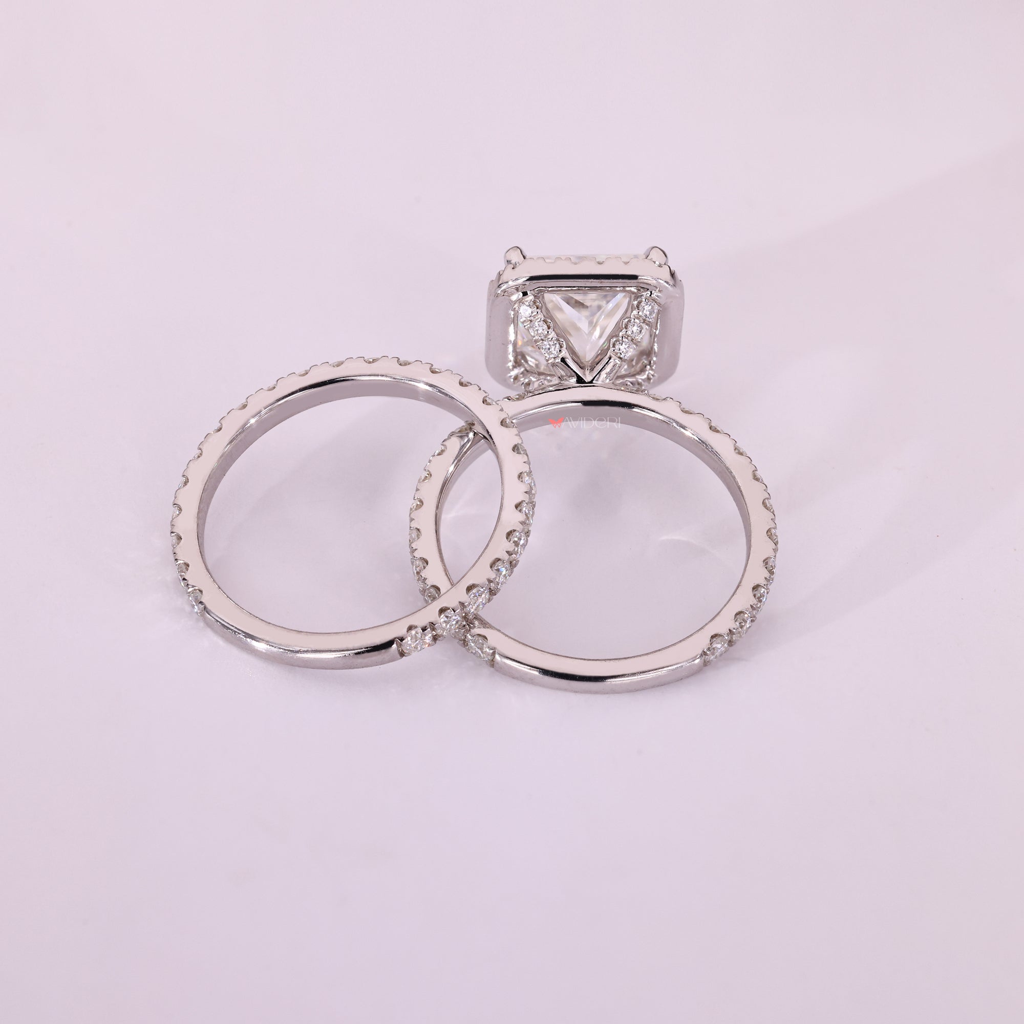 White gold bridal set with 3/4 eternity wedding band.
