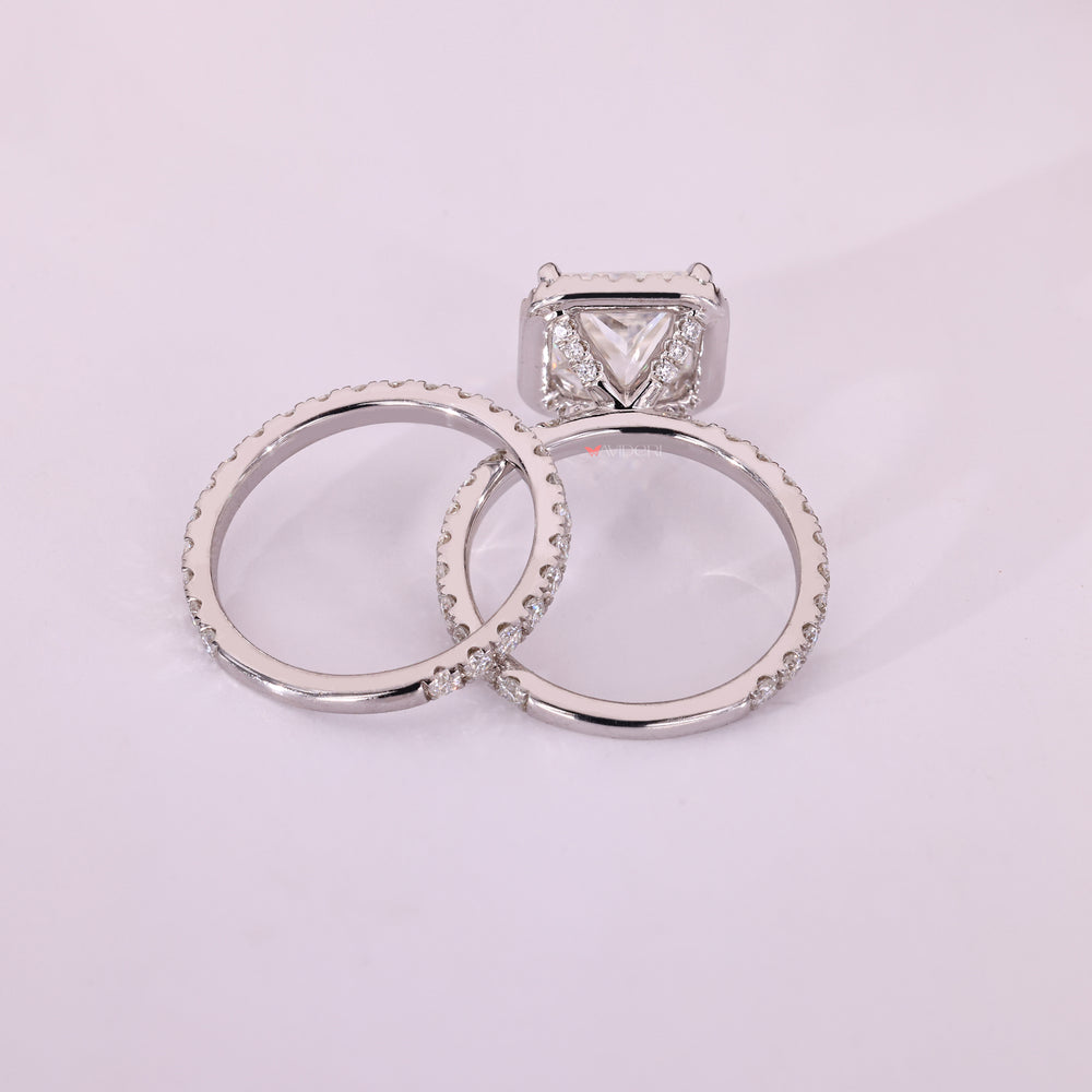 White gold bridal set with 3/4 eternity wedding band.
