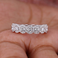 7 Stone Round Halo Wedding Band