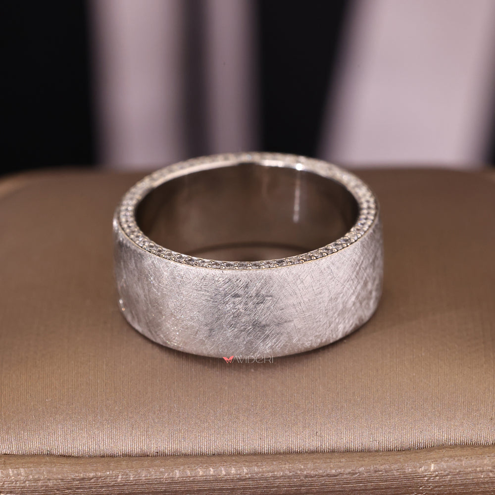 Handmade men’s band with round lab diamonds.