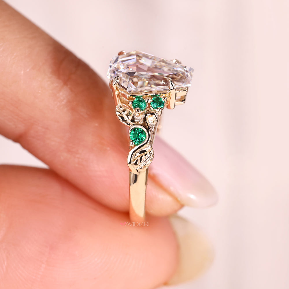 Nature inspired Coffin Cut Diamond Ring.
