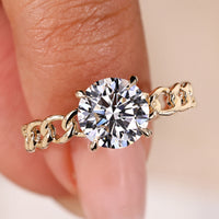 Round Solitaire Engagement Ring - Chain Style Shank