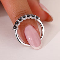 Moissanite Wedding Band - Black Round Cut