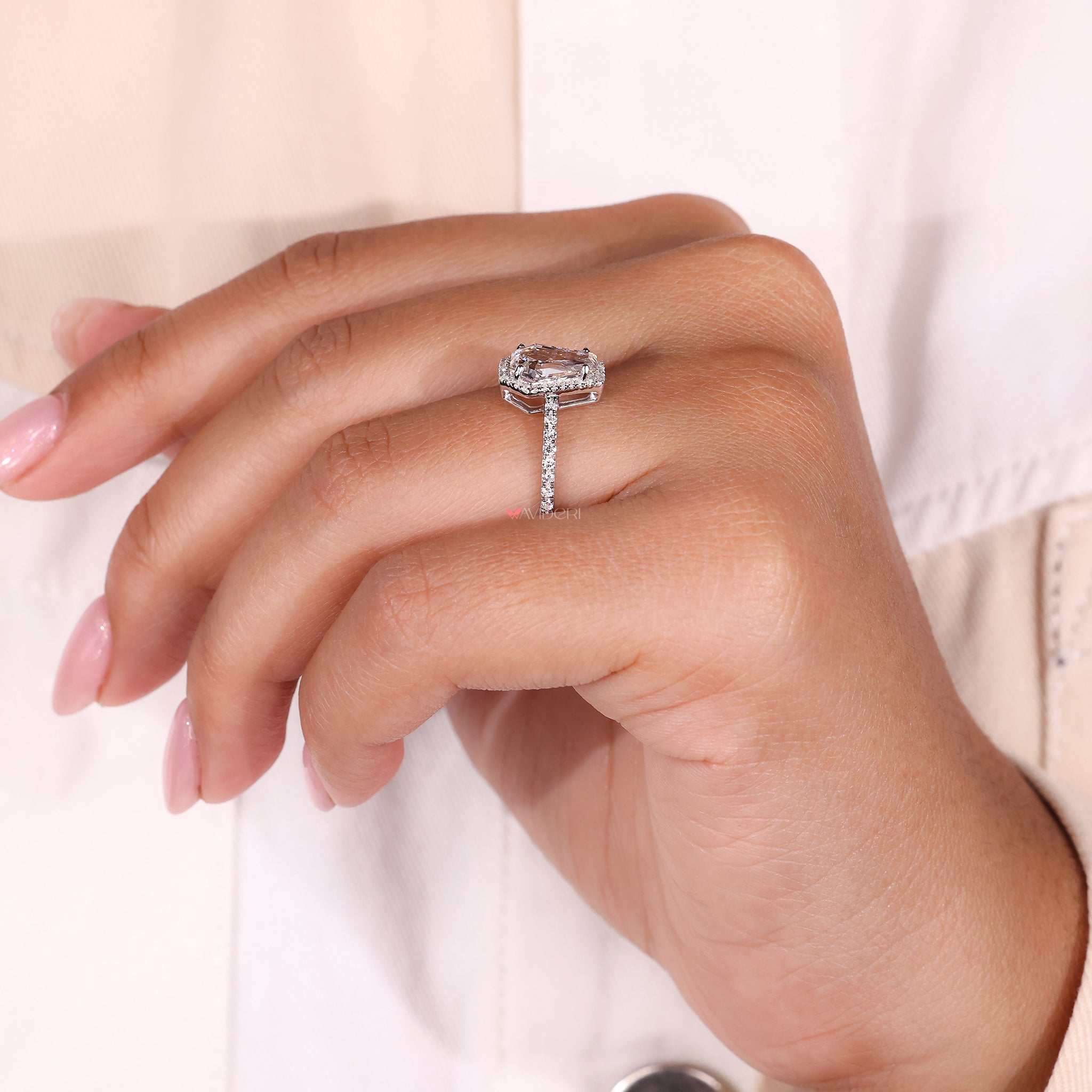 Lab Grown Diamond ring in a pave setting with 4 prong design.