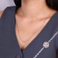 Round Rose Cut Diamond Station Necklace