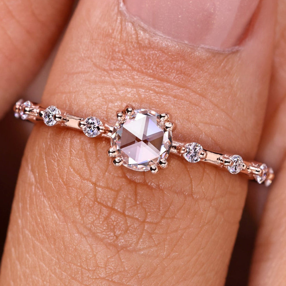 Round cut diamond ring, round brilliant diamond ring, handmade ring