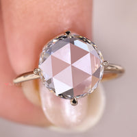 Round Rose Cut Diamond Solitaire Engagement Ring