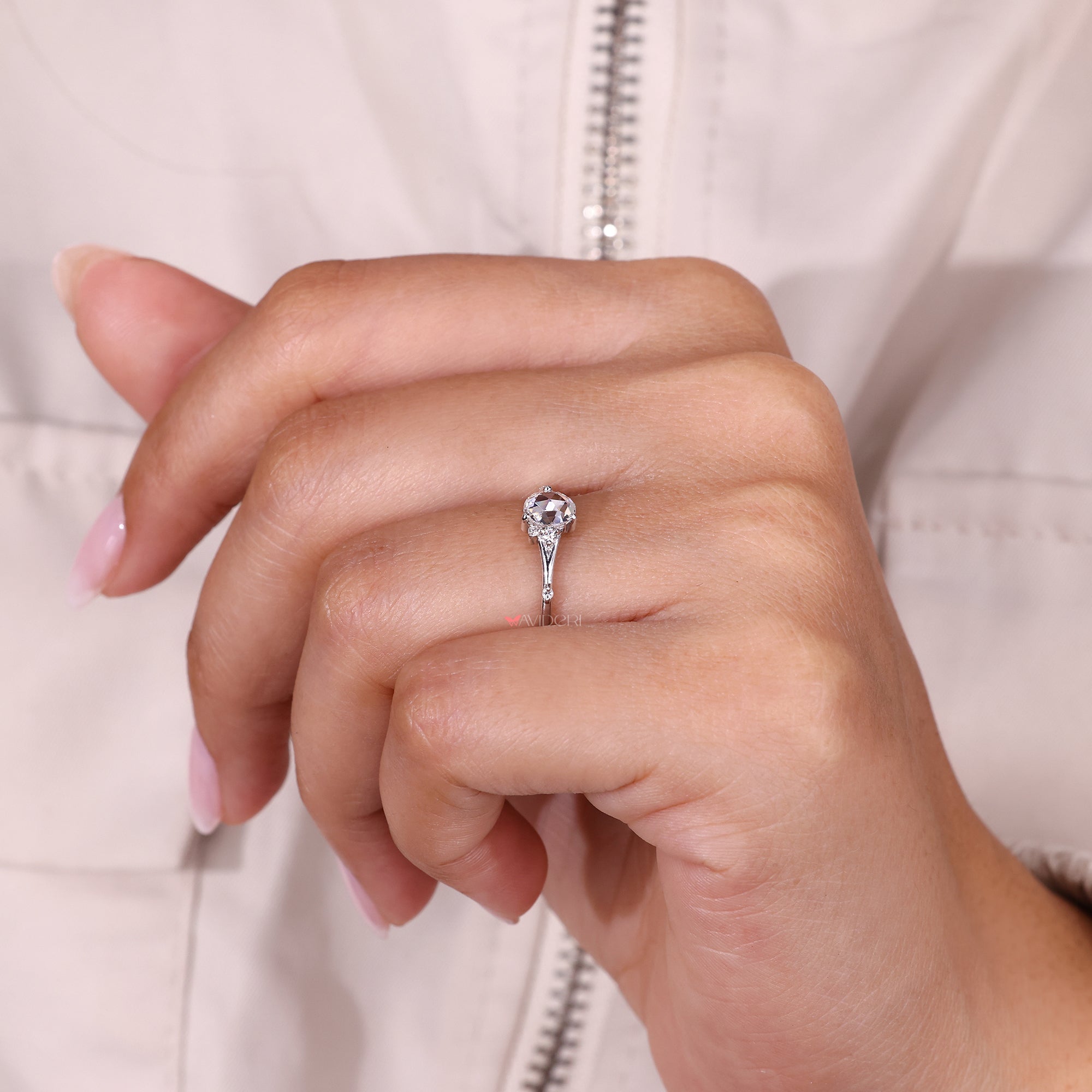Lab grown five stone diamond ring handmade.
