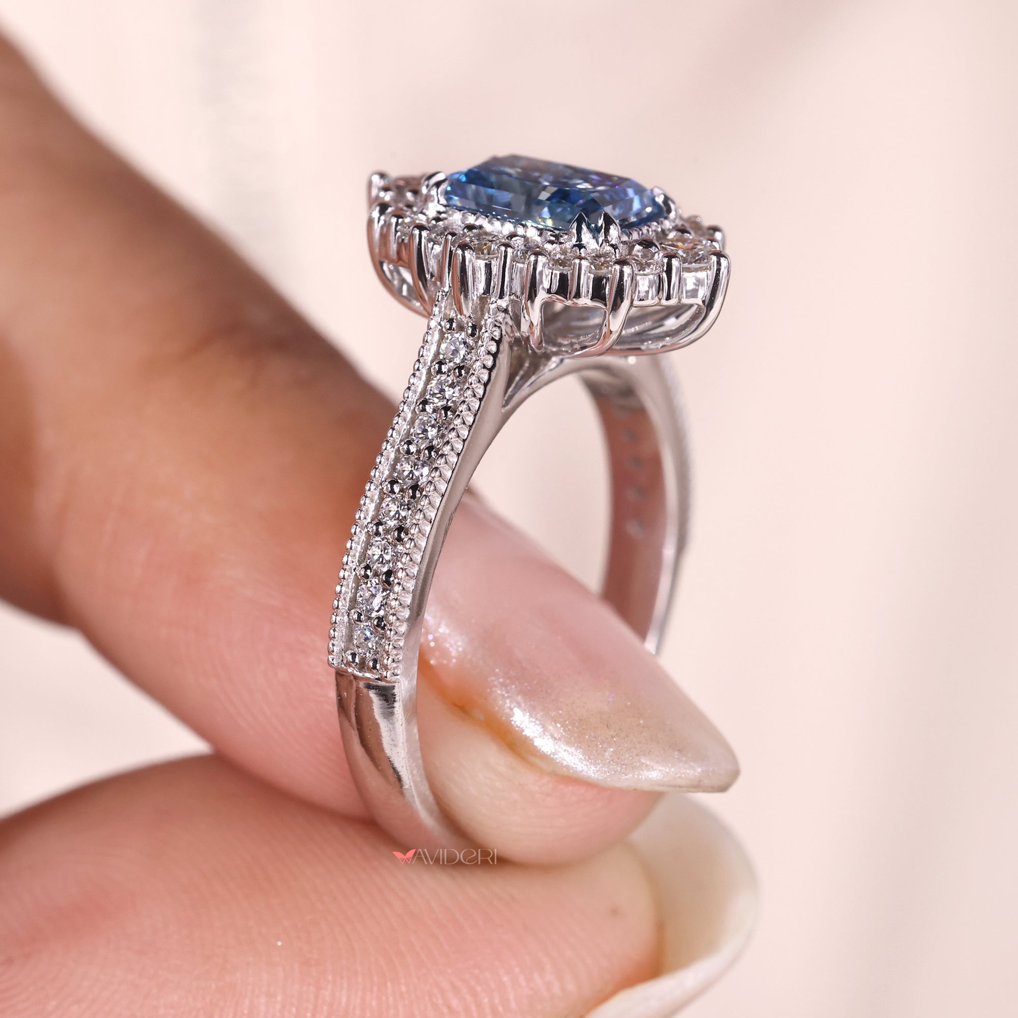 Pave set round diamond band for engagement.