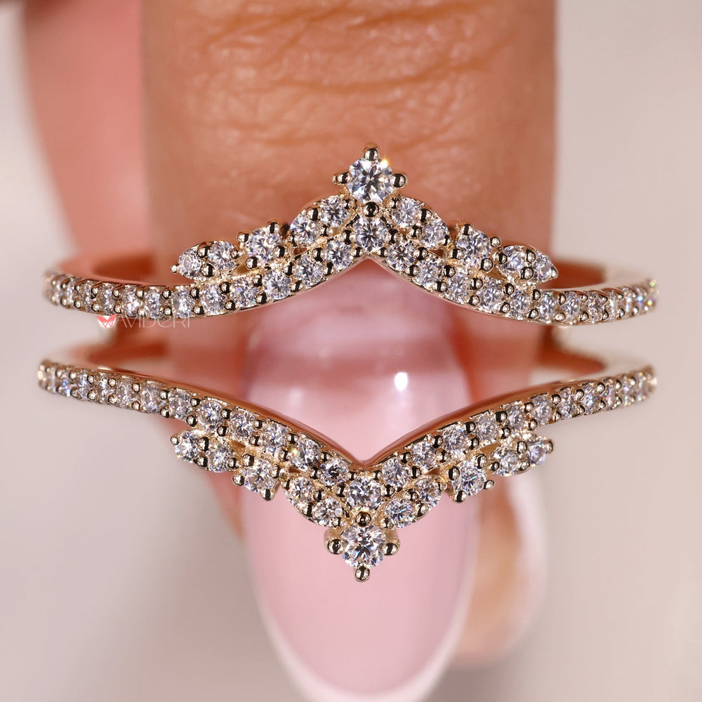Wrap guard wedding band featuring Lab Grown Diamond.