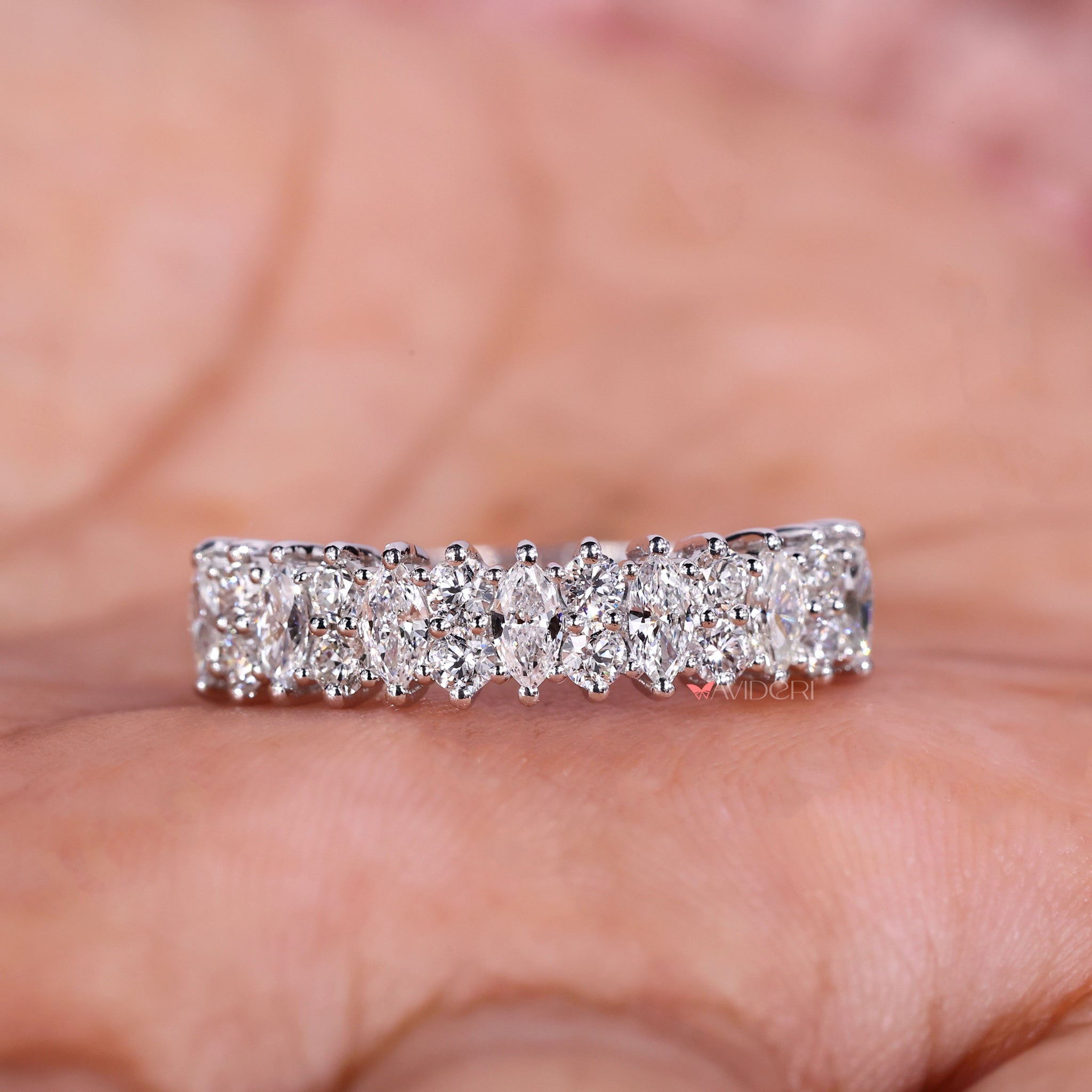 A white gold wedding band crafted for a modern yet classic look.
