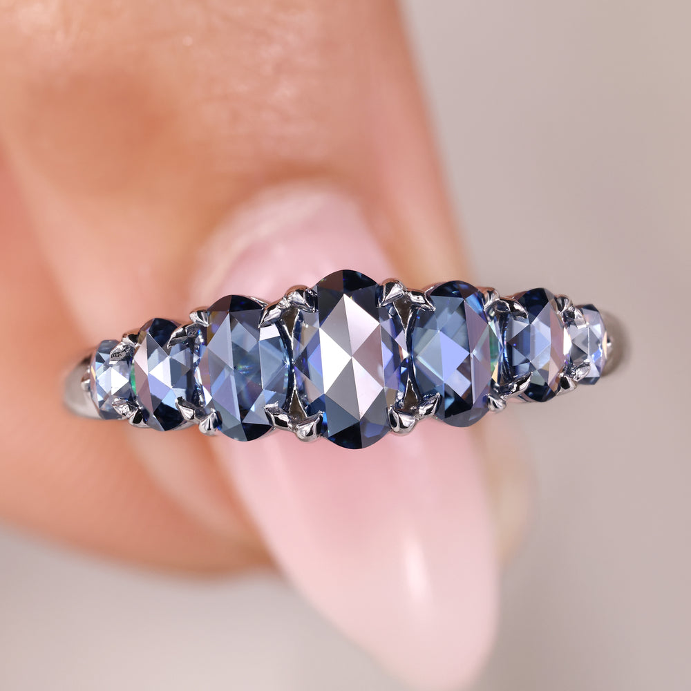 Seven stone band with oval rose cut wedding band.