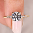 Seven stone engagement ring with round diamonds.