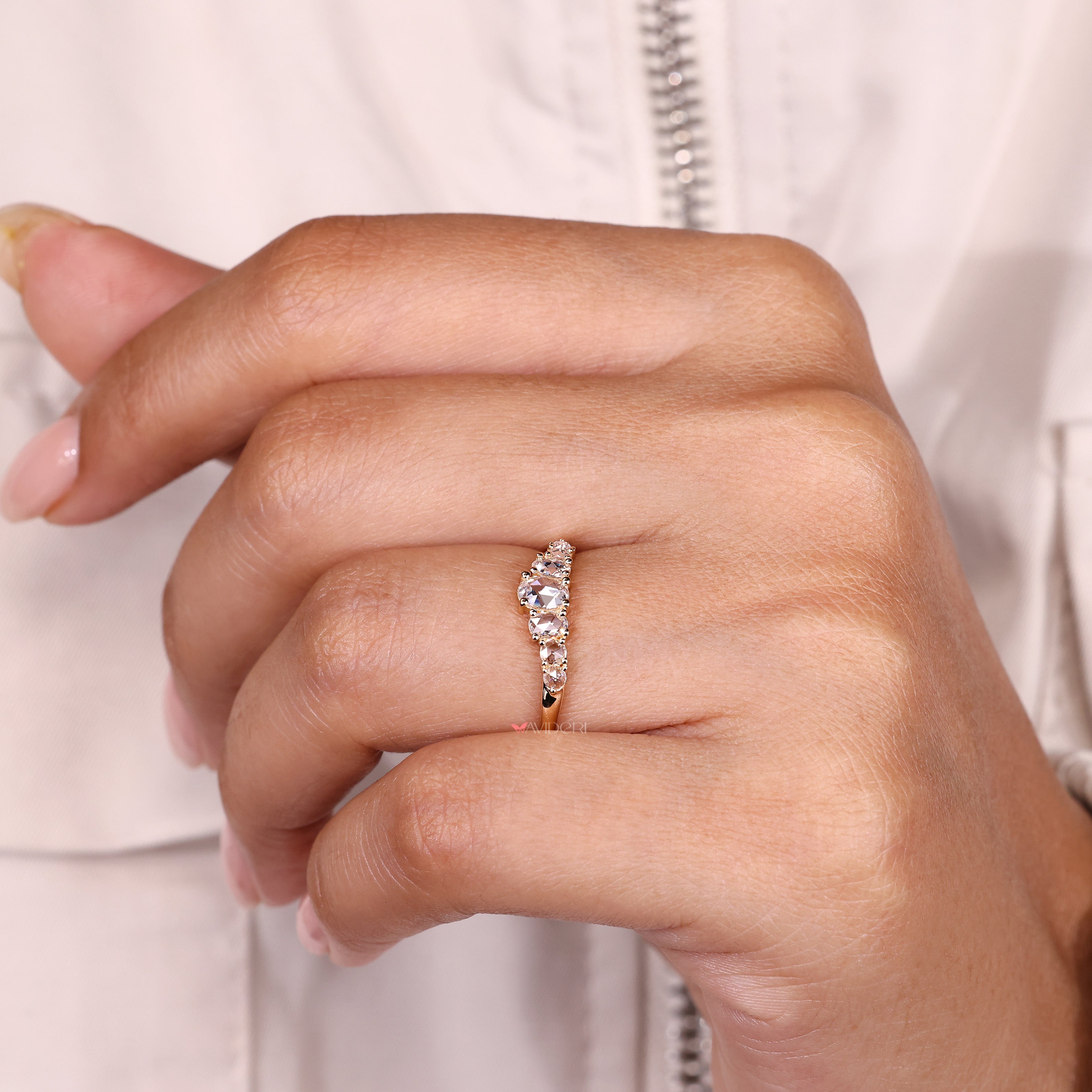 Lab grown diamond band handmade style.
