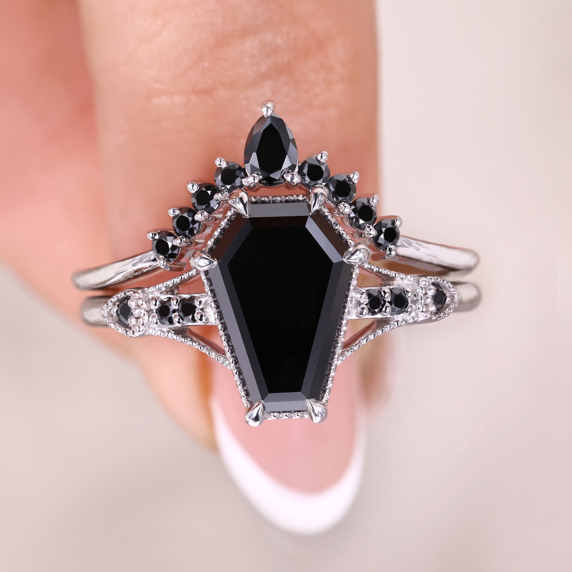 Vintage engagement ring with Milgrain setting ring.